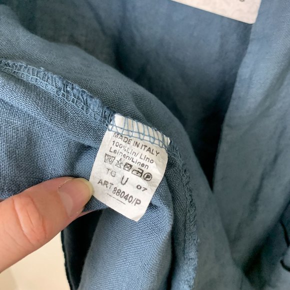 Puro Lino Italy blue open linen duster cardigan - Picture 4 of 8